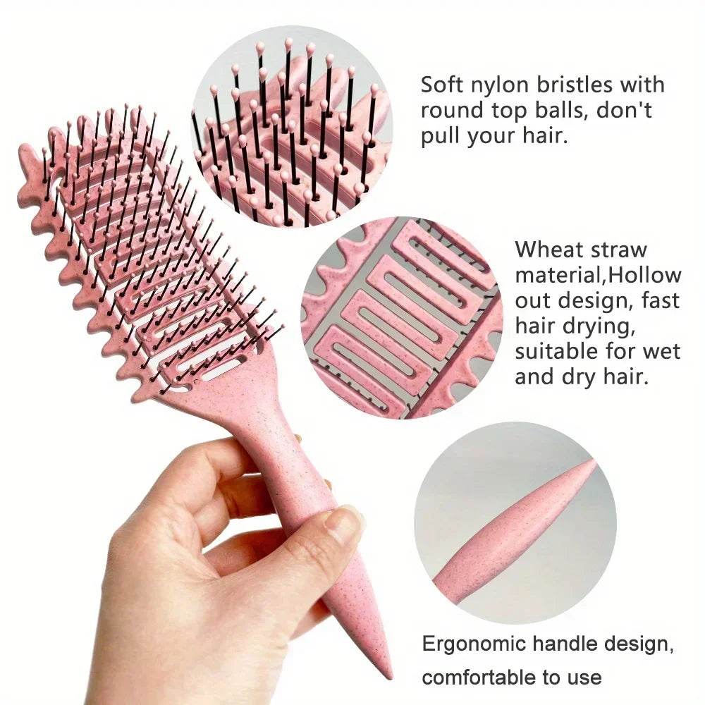 3 in 1 Curl Define Styling Brush Hollow Out Detangling Hair Brush Tangled Hair Comb Shaping Defining Curls Barber Styling Tools - MarvelouStoree