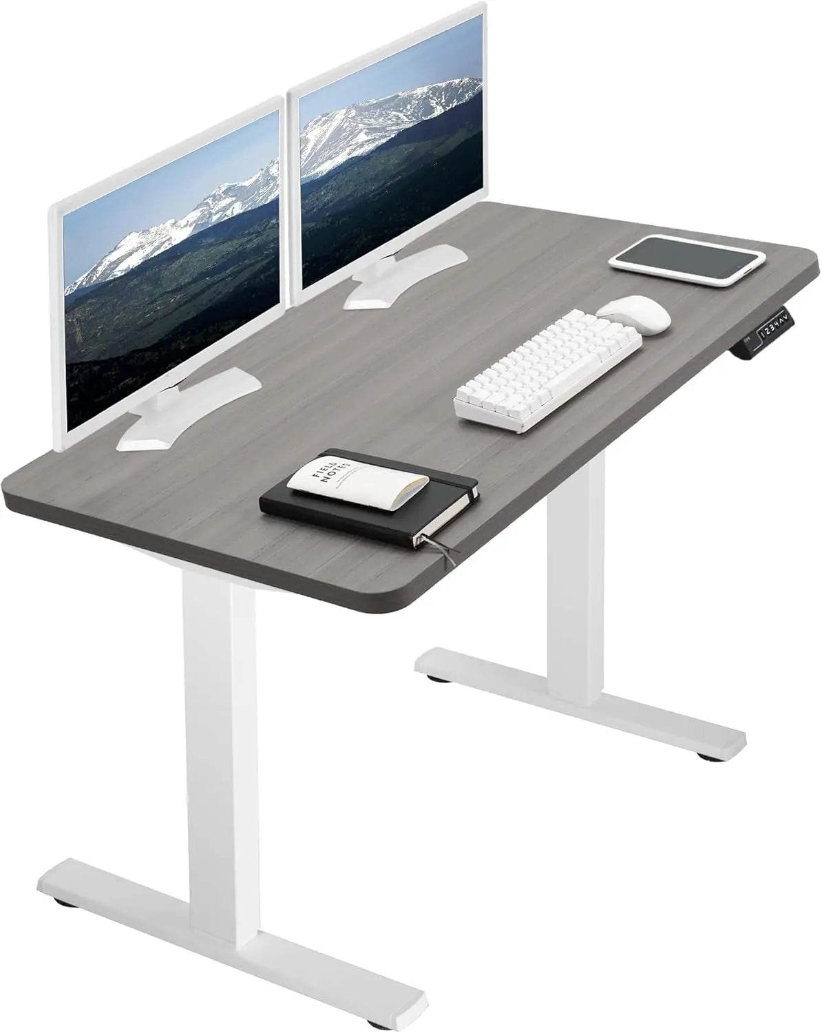 Electric Rustic Standing Desk Workstation, Memory Controller Height Adjustment Particle Board, Steel Computer Standing Desk - MarvelouStoree