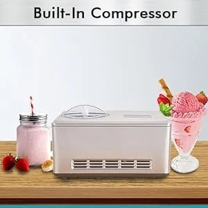 2 Qt Automatic Ice Cream Maker Machine, No Pre-freezing Necessary with Built-in Compressor, Stainless Gelato & Yogurt Machine