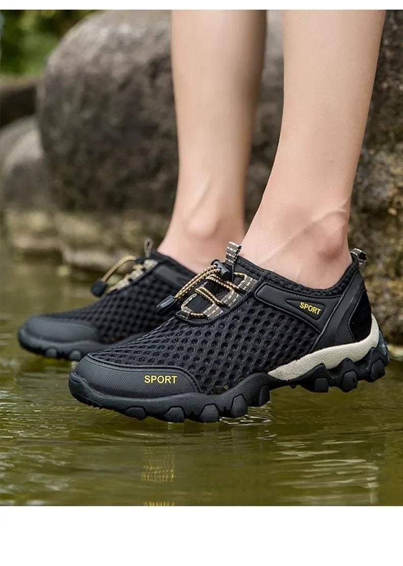 Summer Men's Mesh Sports Shoes Fashion Mountaineering Breathable Lightweight Anti Slip Shoes Outdoor Travel Running Casual Shoes