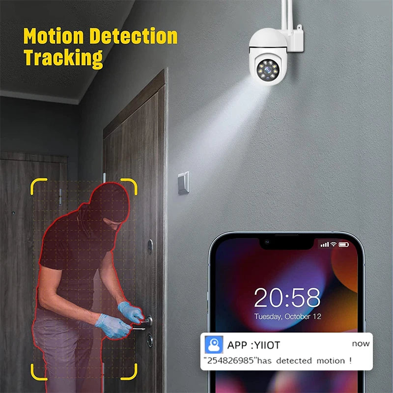 5MP Wifi IP Camera Outdoor 4X Digital Zoom Wireless Security Surveillance Camera AI Human Tracking Two-way Audio Night Color Cam