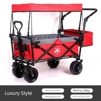 Foldable Four-Wheel Stall Kids Long Outdoor Camp Car - MarvelouStoree