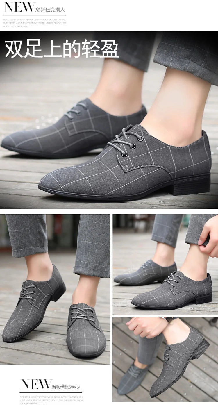 Men Classic Business Shoes Man Dress Shoes Fashion Korea Pointed Toe Lace-Up Formal Wedding Shoes Men Black Lattice 999