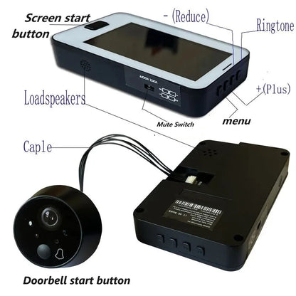 4.3 Inch video peephole Viewer IR Night Vision HD Camera Cat Eye Door Bell Smart HomeUltra wide angle Video Doorbell Camera