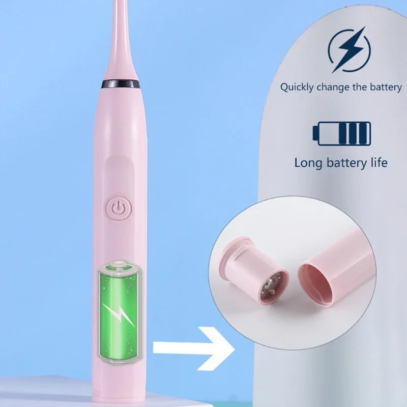 Ultrasonic Electric Toothbrush, 5 Modes, AA Battery Powered Toothbrush, 3 Brush Heads 19800 Vibrations Per