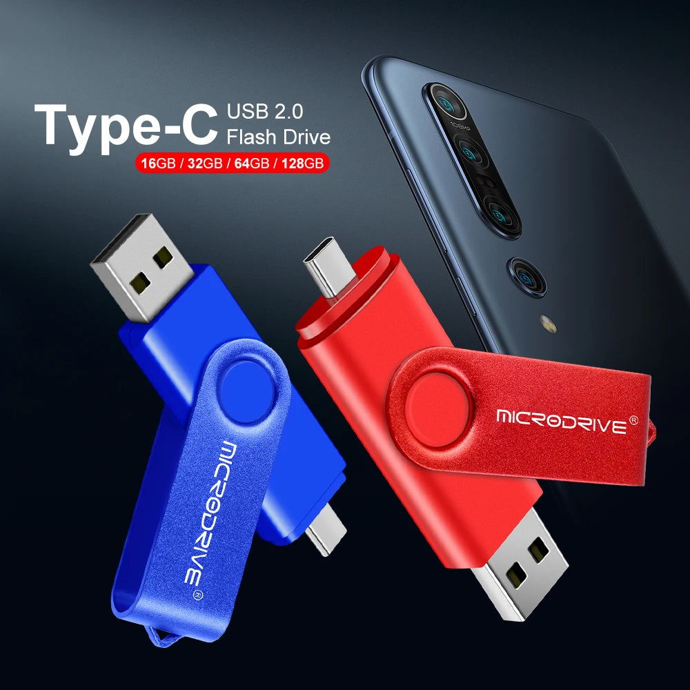 Multifunctional OTG 2 IN 1 type-c USB Flash Drive pendrive 128GB cle usb флэш-накопител stick 32/64 GB Pen Drive for phone