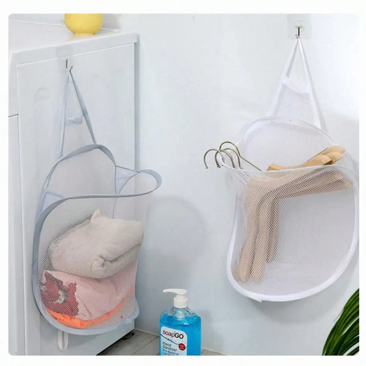 Portable Mesh Pop Up Laundry Hamper Wide Opening Breathable Collapsible Space-Saving Laundry Basket Dorm Travel Bathroom Items