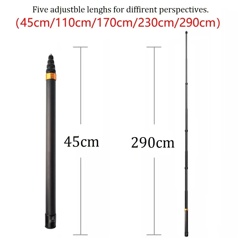 290cm 3m Carbon Fiber Invisible Extended Edition Selfie Stick For Insta360 X4 X3 ONE RS Accessories For GoPro Insta 360