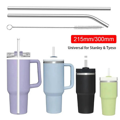 1Pcs Straight Bent Stainless Steel Straws Drinking Silver Cup Straw 6mm 8mm Reusable for Stanley 30oz 40oz Tyeso Cup