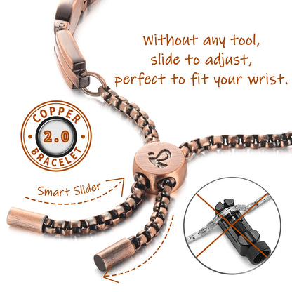 Rainso Spots Copper Bracelet For Women Healing Magnetic Bracelet Viking Arthritis Sleep Aid Adjust Chain 4in1 Bio Energy Jewelry