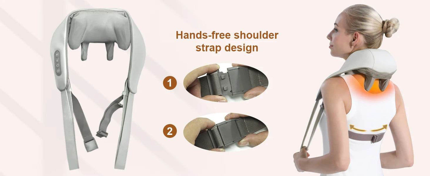 Wireless Neck and Back Massager Electric Neck Shoulder Massager, 6D Shiatsu Kneading Massage Shawl Cervical Trapezius Massager - MarvelouStoree