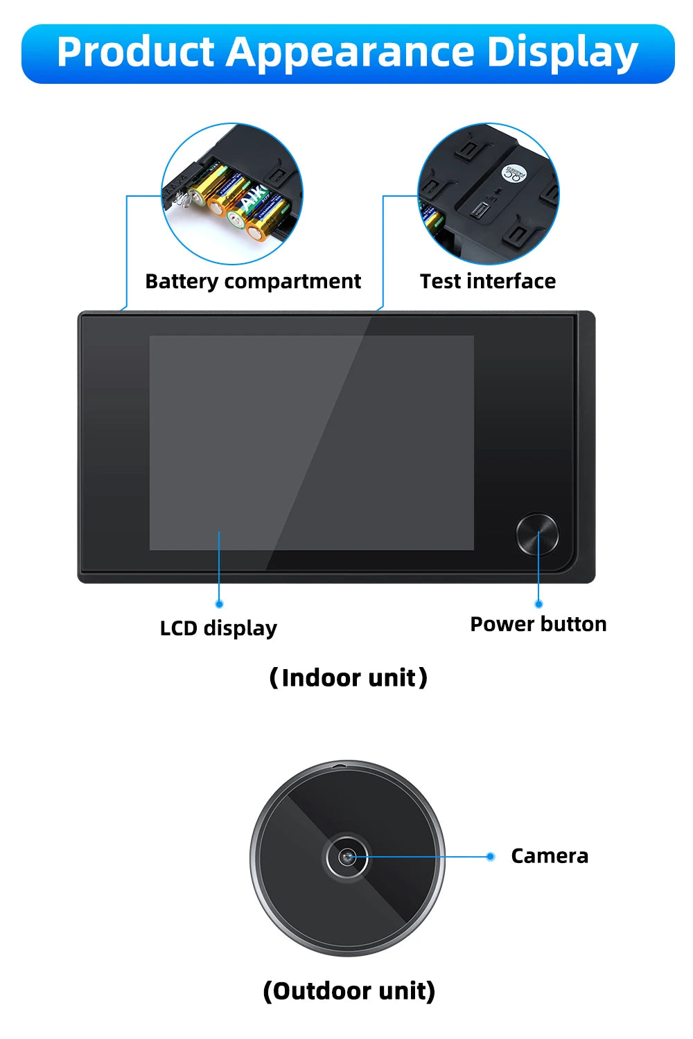 Wsdcam 3.5 inch Camera Peephole Doorbell 120 Degree Door viewer Wireless Doorbell Smart Home Door Camera with Monitor Mirilla