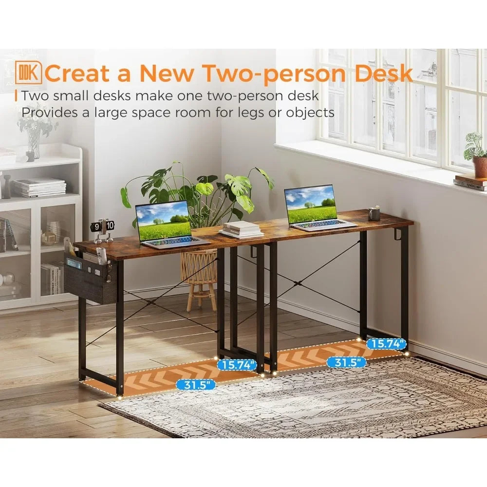 Laptop Desk Study Desk, 32 Inch Small Desk, Writing Desk with Storage,Work Table with Headphone Hook for Small Space Home Office