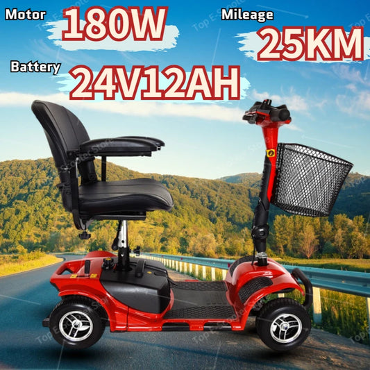 Electric Scooter Foldable Electric Mobility Outdoor Portable 180W24V12AH Lightweight Mobility Scooter Seniors Disabled E-scooter