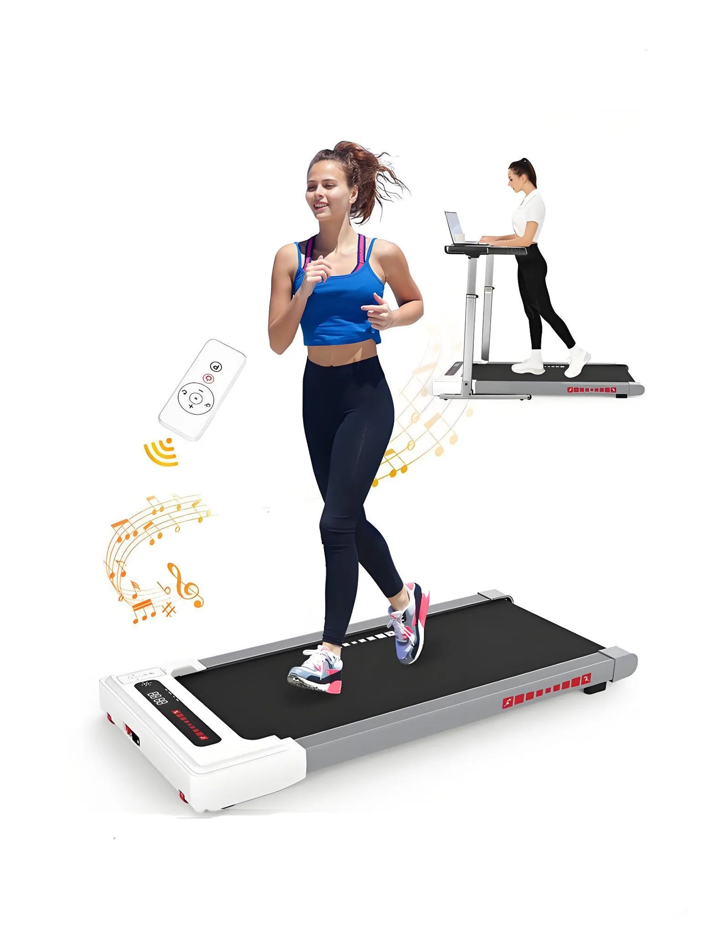 Ultra-Quiet 2.25HP Under Desk Treadmill, Electric Manual Walking Pad with Large Digital Monitor, 265 lbs Capacity & 12 Programs