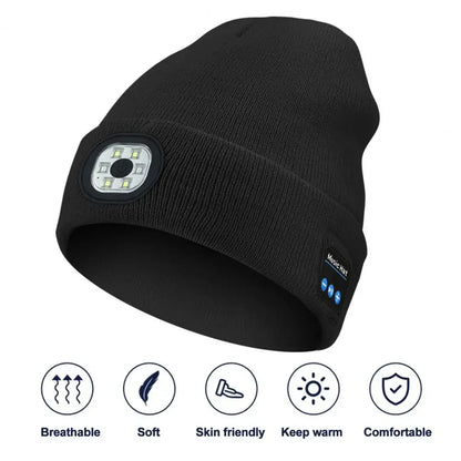 Hands-free Beanie Rechargeable Bluetooth Led Hat Headset Bright Wireless Music Headphone Player Winter Warm Cap Night Jogging