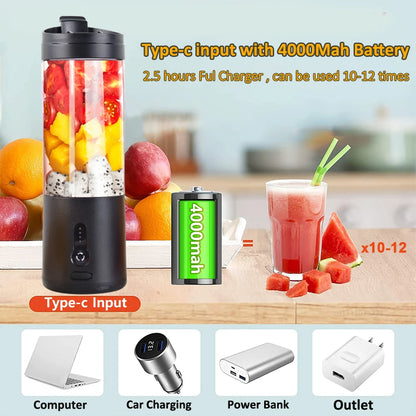 Mini Portable Blender Electric Fruit Juicer Smoothie Orange Fresh Juice Blender Multifunction Rechargeable Portable Juicer Mixer