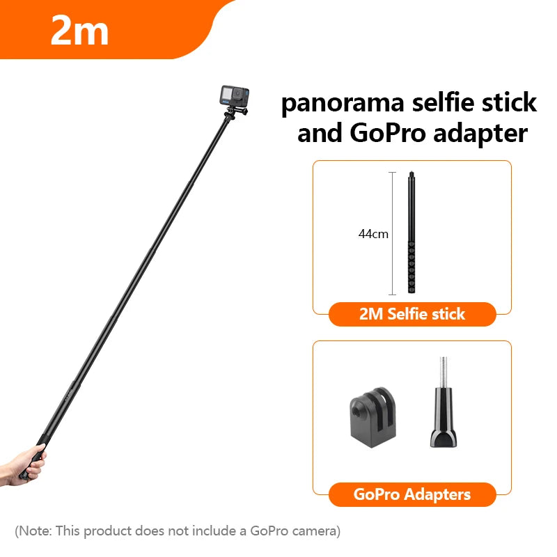 HONGDAK 3m Invisible Selfie Stick 360° Rotation Holder Extended EditionMonopod for Insta360 X2 X3 GoPro 11 10 Camera Accessories