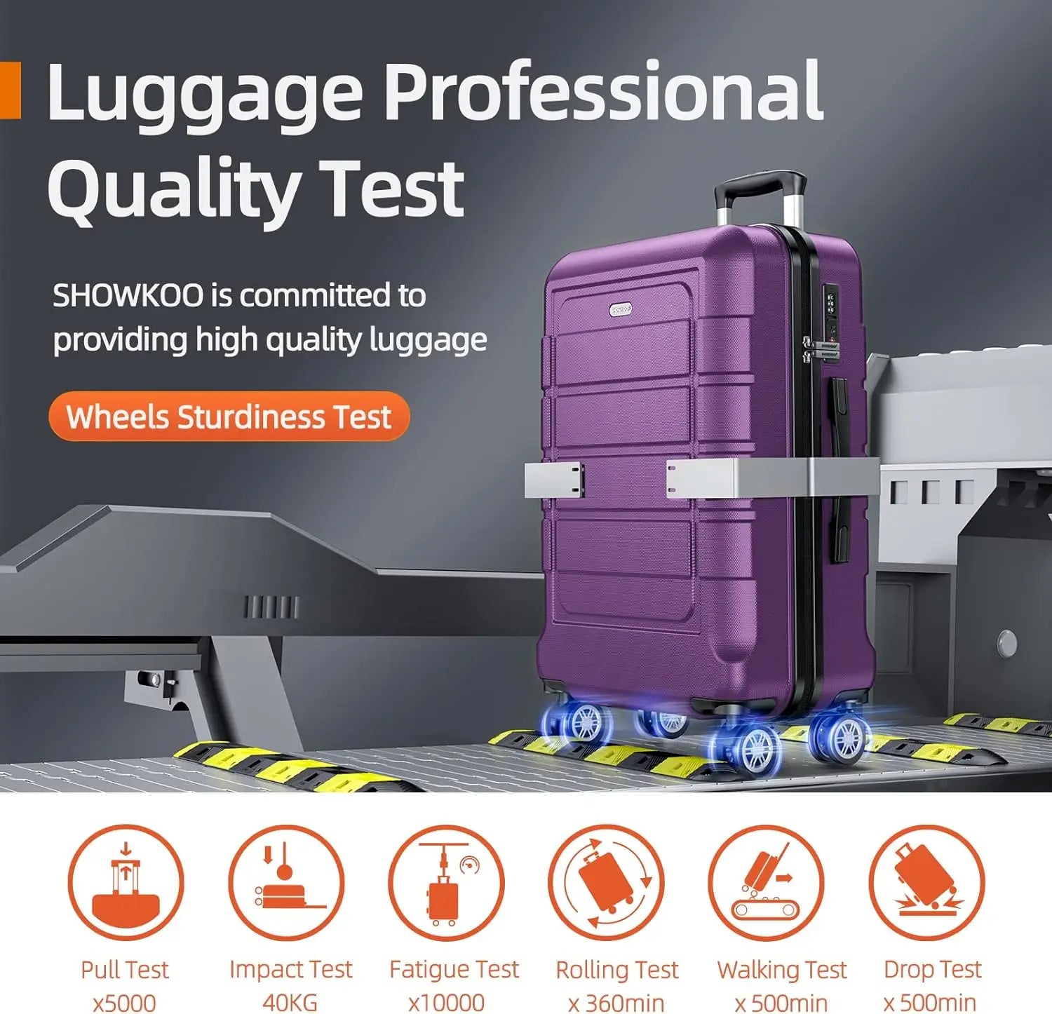 SHOWKOO Luggage Sets Expandable PC+ABS Durable Suitcase Sets Double Wheels TSA Lock 4 Piece Luggage Set Sky Blue