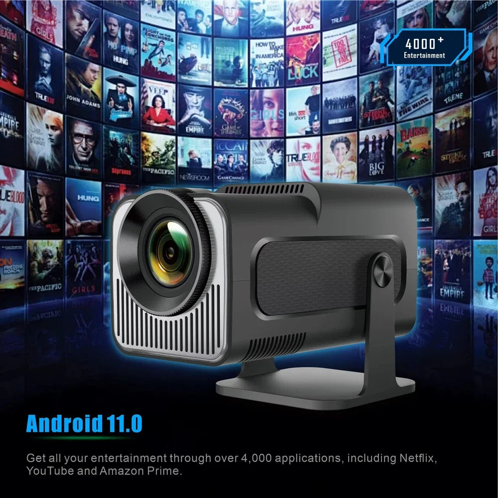 HY320 Mini Projector Portable Screen Video LCD 720P 1G 8G Home Android 11 Smart TV 200ANSI BT5.0 180° Rotable Outdoor Projector