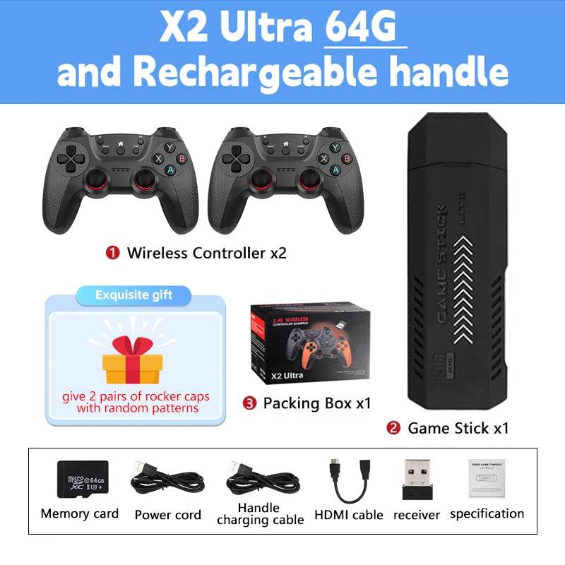 X2 Ultra Video Game Stick Console Or ONLY 2.4G Double Wireless Controller 4K HD30000 Games 128G Retro Games Christmas Gift - MarvelouStoree