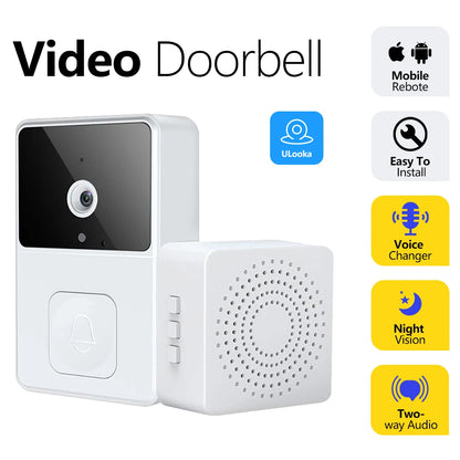 WiFi Video Doorbell Camera Visual Wireless Smart Doorbell Night Vision Two-Way Audio Cloud Storage Security Door Bell Chime