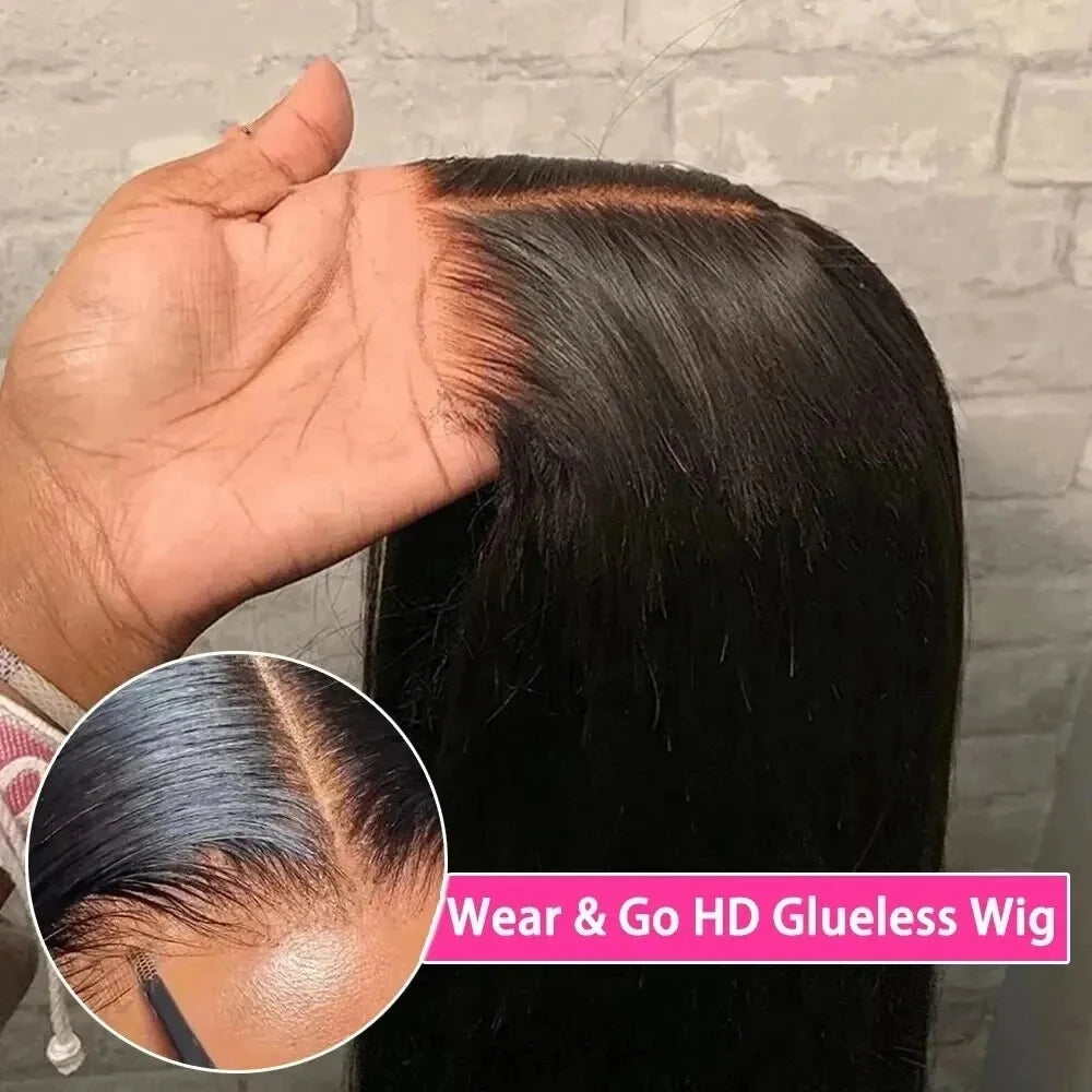 Wear And Go Glueless Wigs Human Hair Bob Straight Pre Cut Lace Front Wigs Human Hair Upgraded No Glue Lace Front Wigs For Women