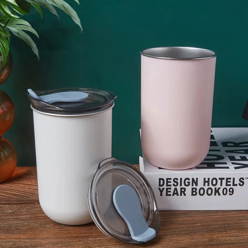 300 Ml Double-wall Insulated Coffee Mug Espresso Non-slip Leak-proof Outer Plastic 304 Stainless Steel Insulation Coffee Mug