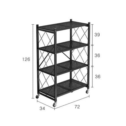 One-Second Foldable Storage Racks Folding Kitchen Organizer Shelf Standing Multi-Layer Storage Rack Movable Organizing Shelves