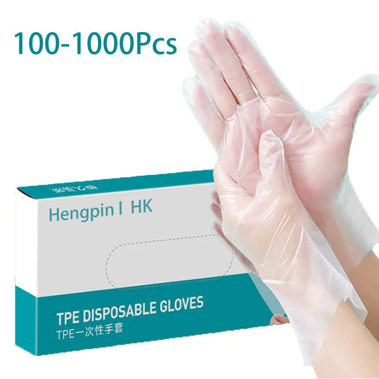 100/1000Pcs Plastic Disposable Gloves Food Grade Clear Gloves Household Cooking Dealing Cleaning Kitchen Restaurant BBQ Glove