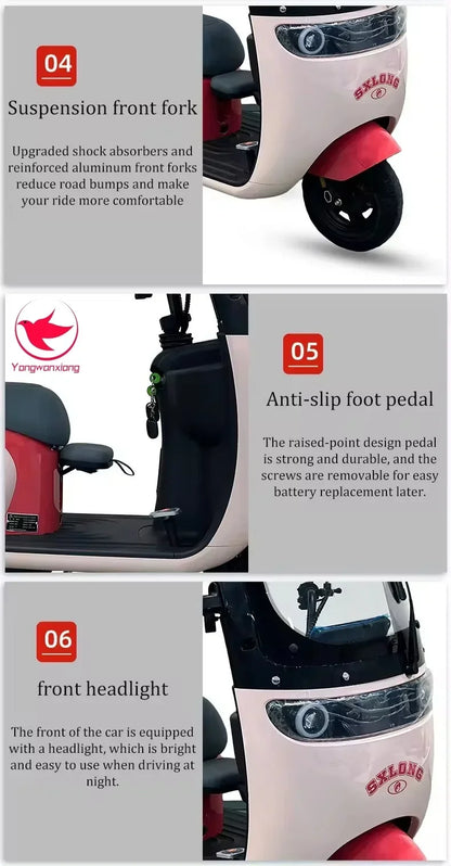 Mobility Scooter Adult Elderly Passenger Electric Tricycle With Roof Disability Mini Small Electric Scooter With Shed 3 Wheels