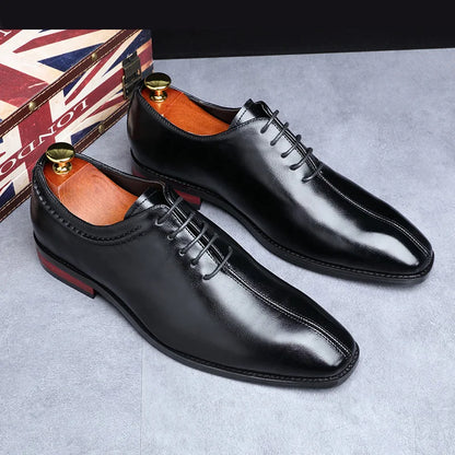 Man Classic Business Shoes Microfiber Leather Square Toe Lace-up Dress Office Flats For Men Fashion Wedding Party Oxfords