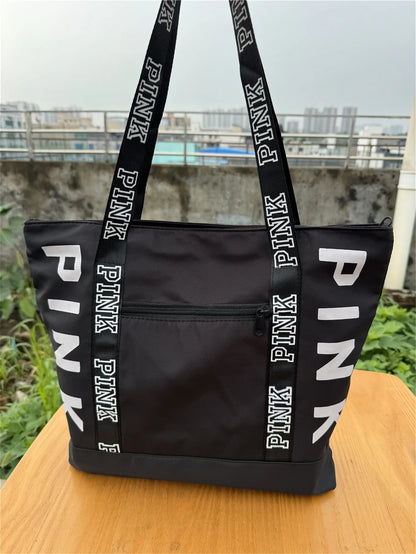 2024 New Korean Fashion Shoulder Bag Trend Letter Bag Printed Bag Color Contrast Letter Strap Handbags Large Capacity Tote