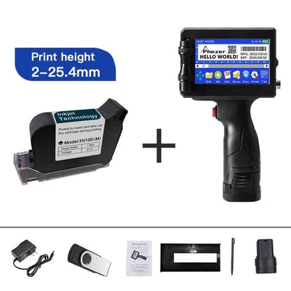 Phezer 12.7/25.4mm Label Printer Handheld Inkjet Printer QR Bar Batch Code Date Number Logo Expiry Date Coding Machine Portable - MarvelouStoree