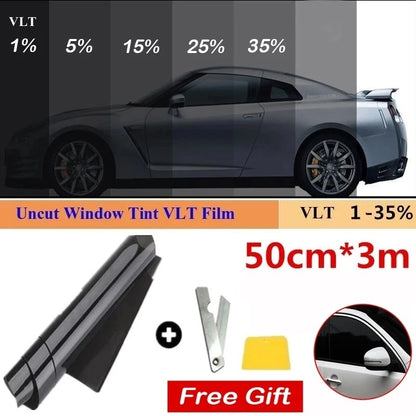 1 Roll 50cm X 3m 1/5/15/25/35 Percent VLT Window Tint Film Glass Sticker Sun Shade Film for Car  UV Protector foils Sticker Film