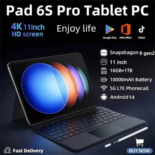 2024 Original Tablet Pad 6S Pro 11inch Android 14 Snapdragon 8 Gen2 16GB+1TB 10000mAh GPS 5G WiFi Dual SIM HD 4K Mi Tablette PC - MarvelouStoree