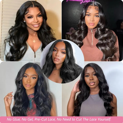 180% Body Wave Glueless Wig Human Hair Ready To Wear 5x5 Lace Closure Human Hair Wigs For Women 6x4 Pre-Cut Lace Closure Wig