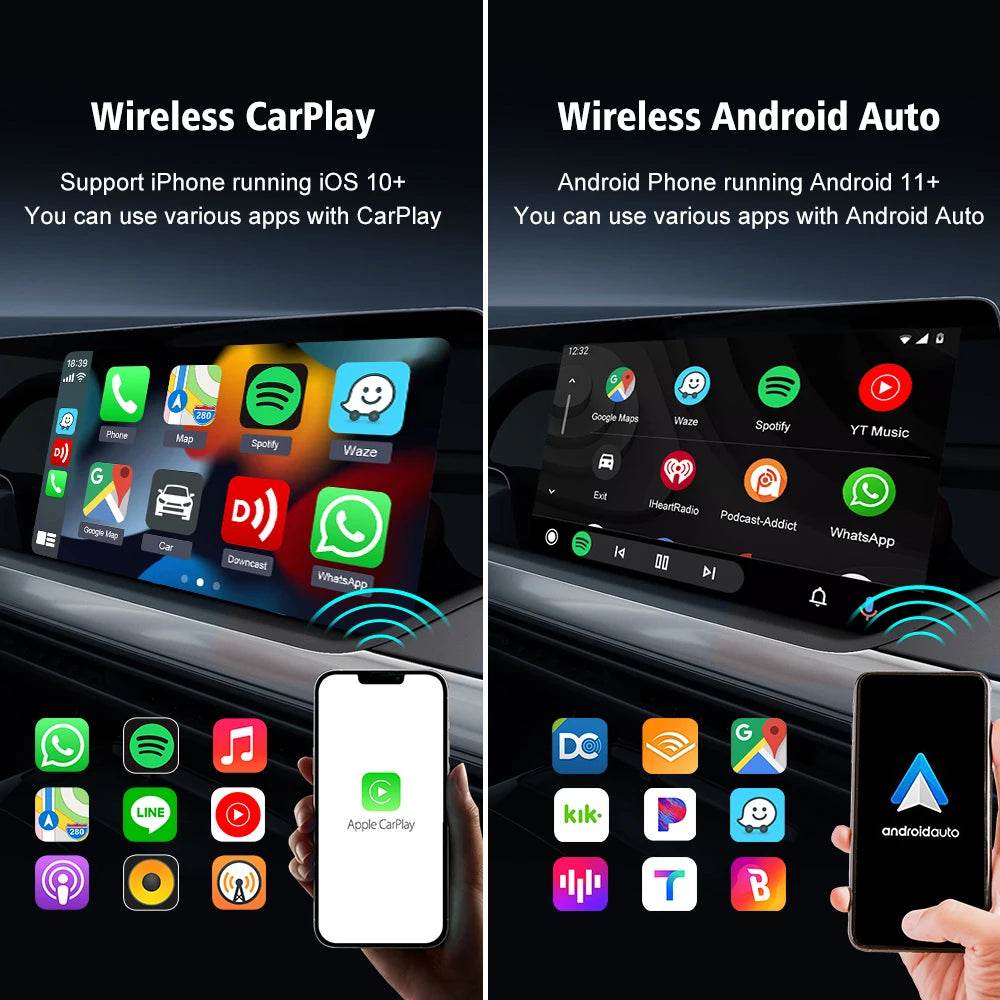 2air CarlinKit 5.0 Wireless CarPlay Wireless Android Auto Box 2.4G & 5.8Ghz WiFi BT Auto Connect Plug&Play For Wired AA CP Cars - MarvelouStoree