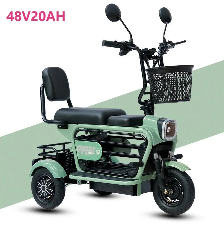 chinese long range yongkang 2 seat mobility  3 wheels electric scooter tricycle with seat for adults