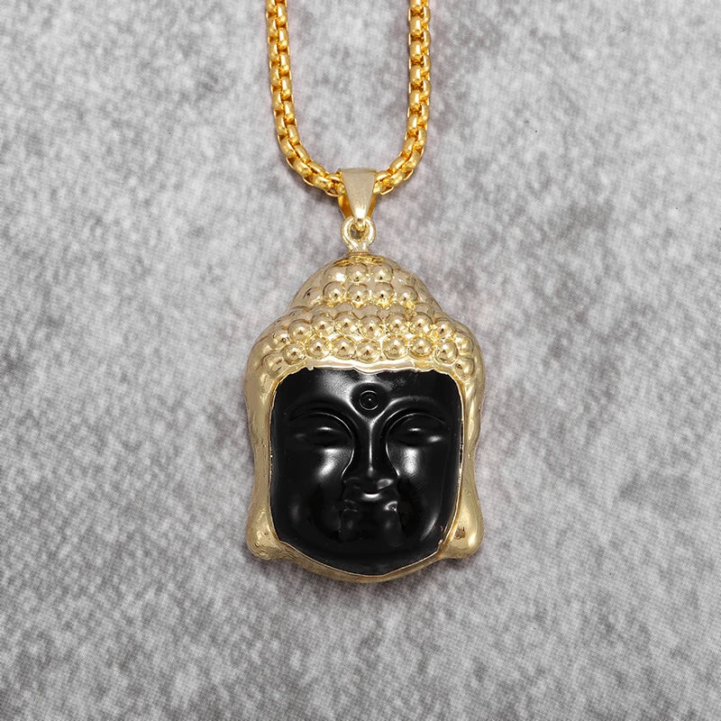 Buddhist Sakyamuni Buddha Pendant Frosted Crystal Buddha Statue Necklace Bead Chain Men and Women Amulet Jewelry