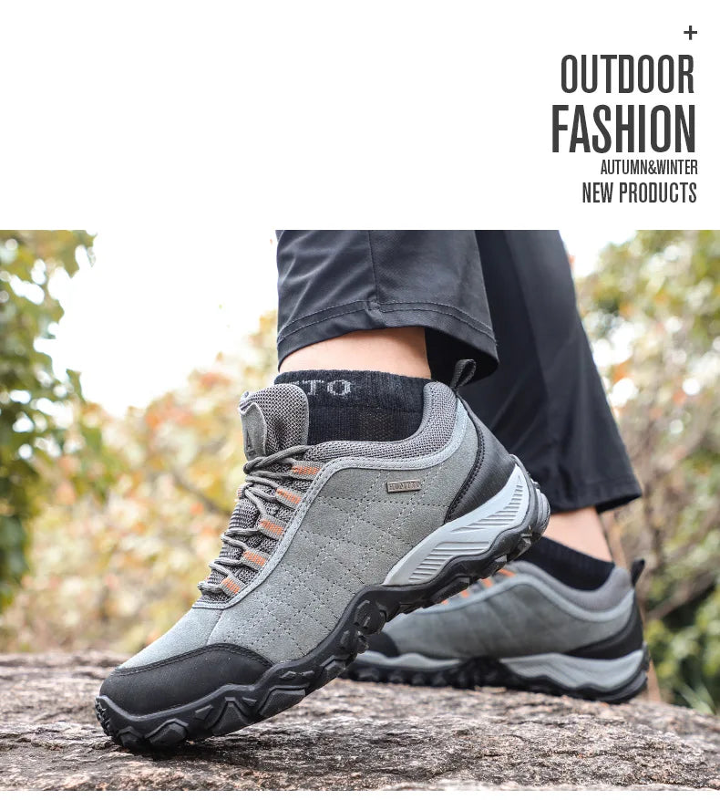 HUMTTO Hiking Shoes Mens Luxury Designer Winter Climbing Trekking Sneakers for Men Leather Outdoor Sports Work Man Shoes 110282A