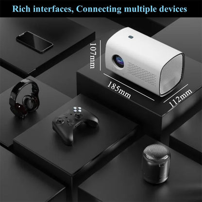 T100 Android System Projector 720P Wireless Phone Same-Screen MINI Projector Home Theater Player for iOS/Android/PC Projection