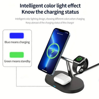 100W 3 in 1 Wireless Charger For iPhone 12 13 14 15 for Magsafe Charger Airpods Pro Apple Watch 9 8 7 6 QI Fast Charging Station