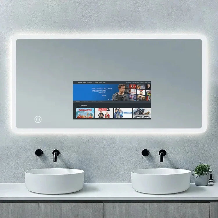 Wholesale smart mirror Hotel Home Project Touch Screen TV Mirror Android WIFI apps backlit light smart mirror bathroom