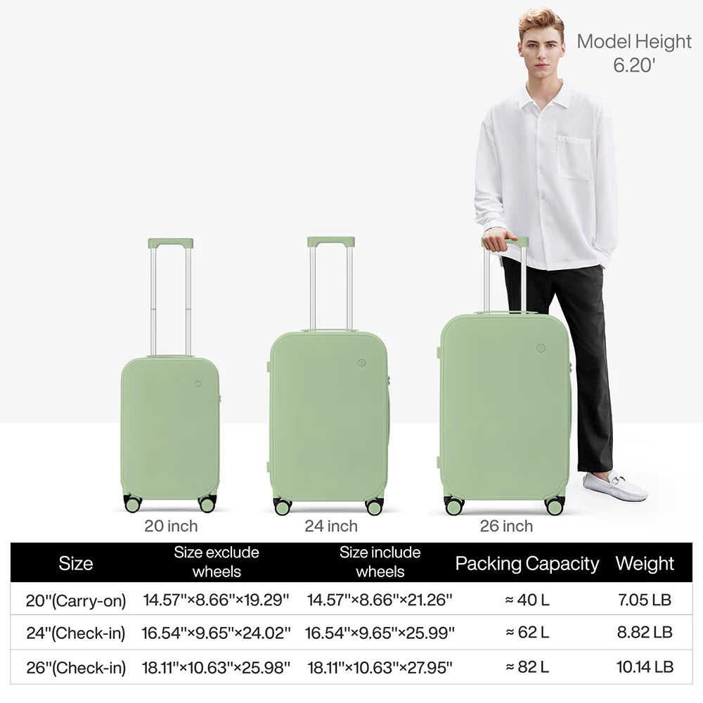 Mixi Patent Design Travel Luggage Women Men Suitcase On Wheels Spinner Trolley Case Bag 18" Carry On 20" 24" Check In 100% PC