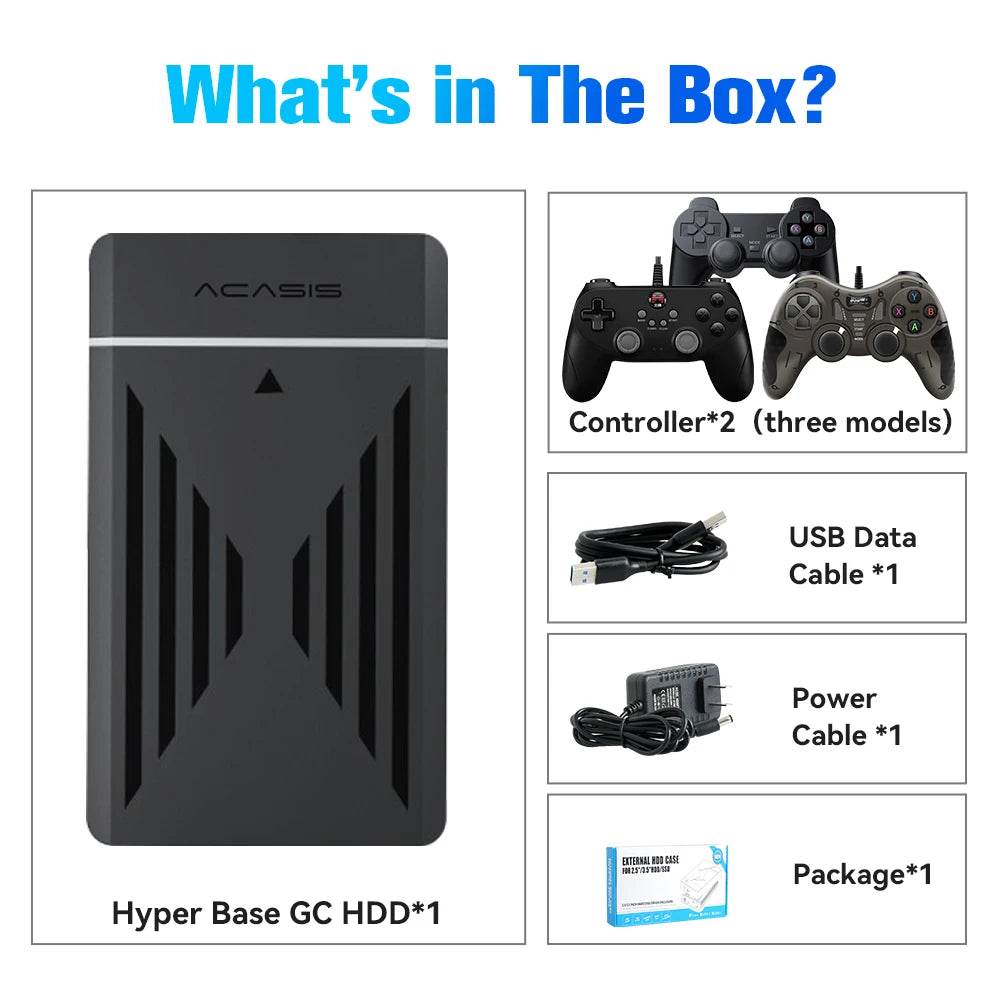 3TB Portable Gaming HDD LaunchBox/Retrobat/Playnite Retro Game Console with 17300+ AAA/3D/Retro Games for PS4/PS3/PS2/Switch/Wii - MarvelouStoree