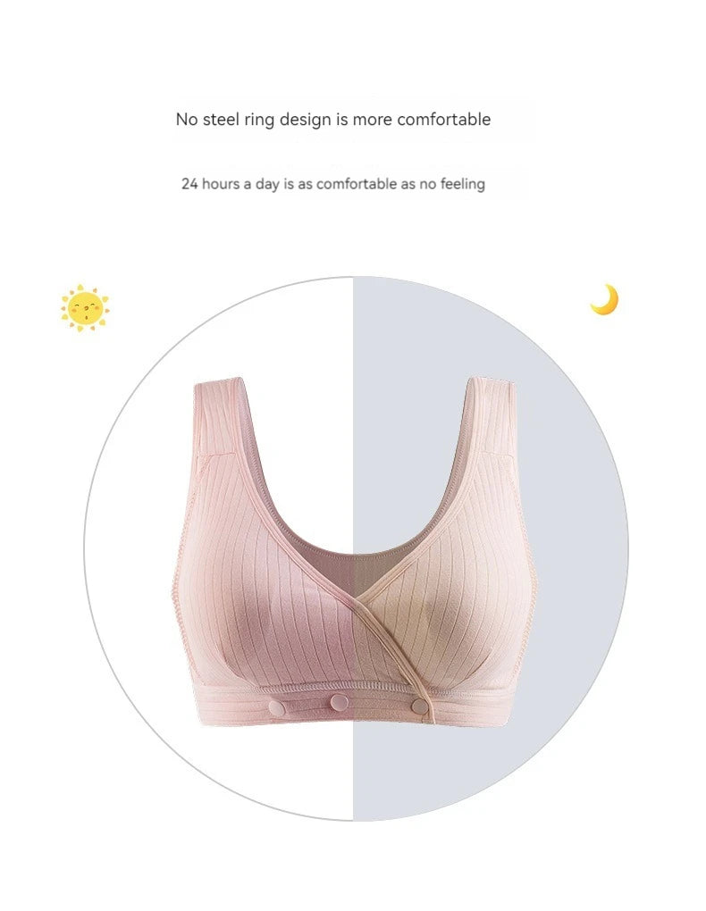 Women's Summer Cotton Thin Clustering Non-sagging Front-buckle Bra Comfortable Traceless Vest-style Women's Underwear