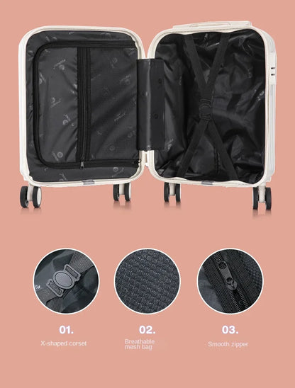 18 Inch Travel Suitcase Multifunctional Suitcase Boarding box Student Trolley Password Case Rolling Luggage Bag with Cup holder