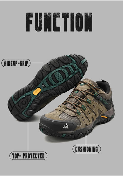 HIKEUP Men's Hiking Shoes Suede Leather Outdoor Shoes Wear-resistant Men Trekking Walking Hunting Tactical Sneakers