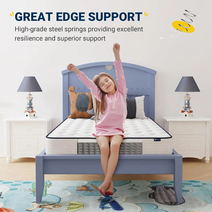 Foam and Spring Hybrid Mattress in a Box, Medium Soft, Breathable Fabric & Adaptive Support, CertiPUR-US Certified, Twin Size Ma